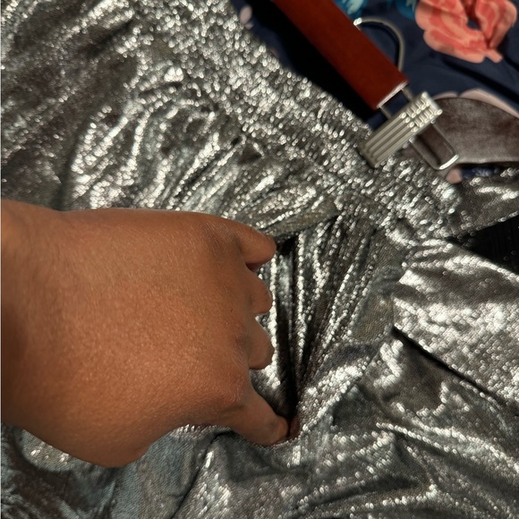 SHEIN Coolane Plus Holographic Drop Shoulder Shirt & Paperbag Waist Shorts - Picture 6 of 8